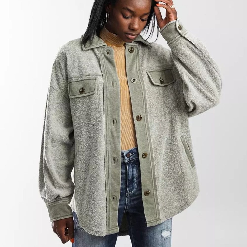 BKE Green Button-Up Jacket